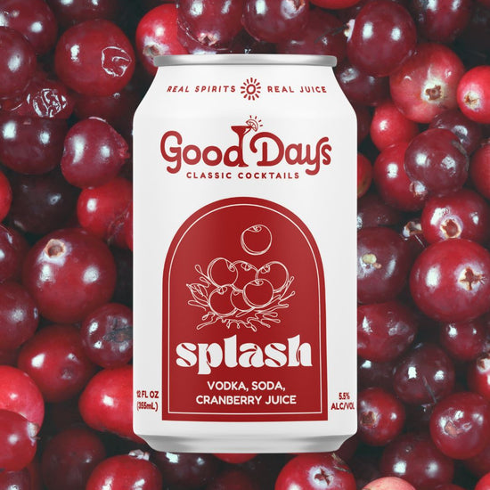 Good Days Splash can surrounded by cranberries